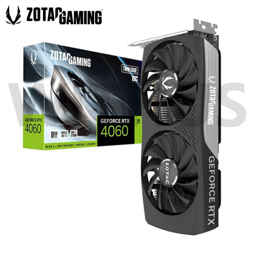 Видеокарта ZOTAC GeForce RTX 4060 Twin Edge [PCI-E 4.0 8 ГБ GDDR6, 128 бит, 3 x DisplayPort, HDMI, GPU 1830 МГц]