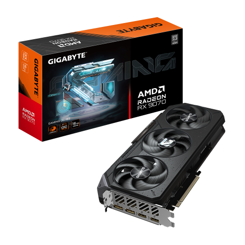 Видеокарта GIGABYTE AMD Radeon 9070 GAMING OC [PCIe 5.0 16 ГБ GDDR6, 256 бит, 3 x DisplayPort, HDMI]